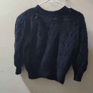 Reformation Navy Pointelle Women's Sweater